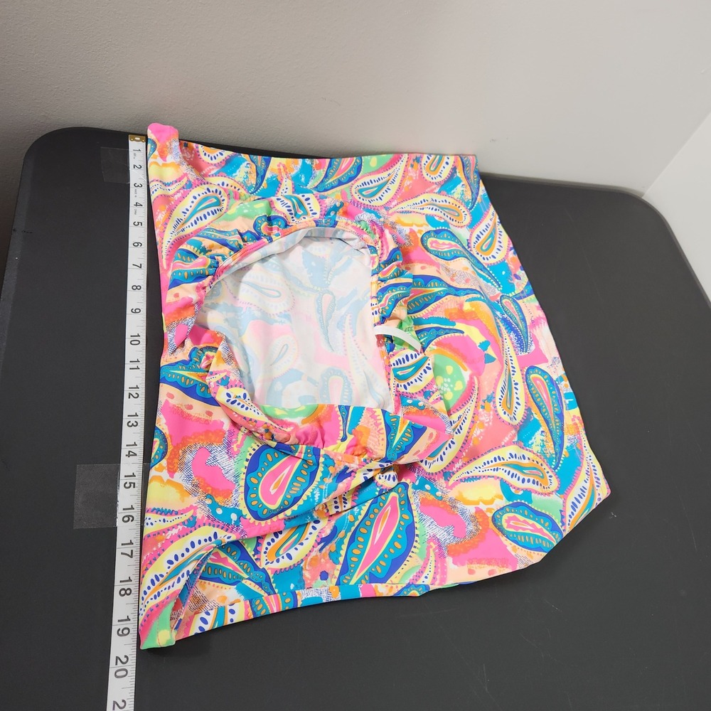 Lulu-B Sleeveless Ruffle Cowl Neck Paisley Print Top Multi-Color Pink Blue Med - Picture 7 of 9